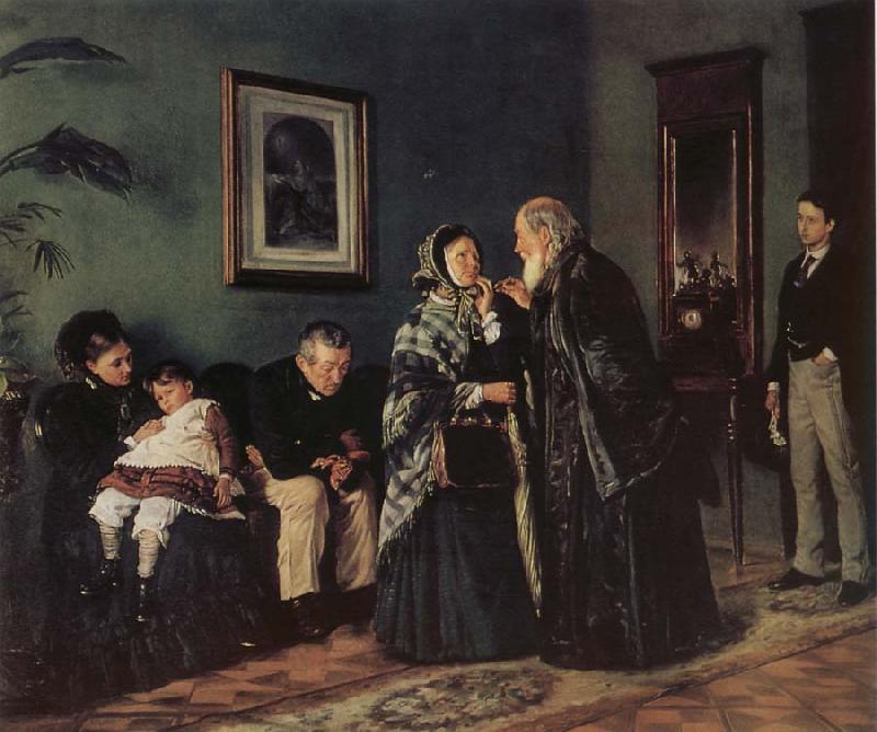 Makovsky, Vladimir In the Doctor-s Wating Room Sweden oil painting art